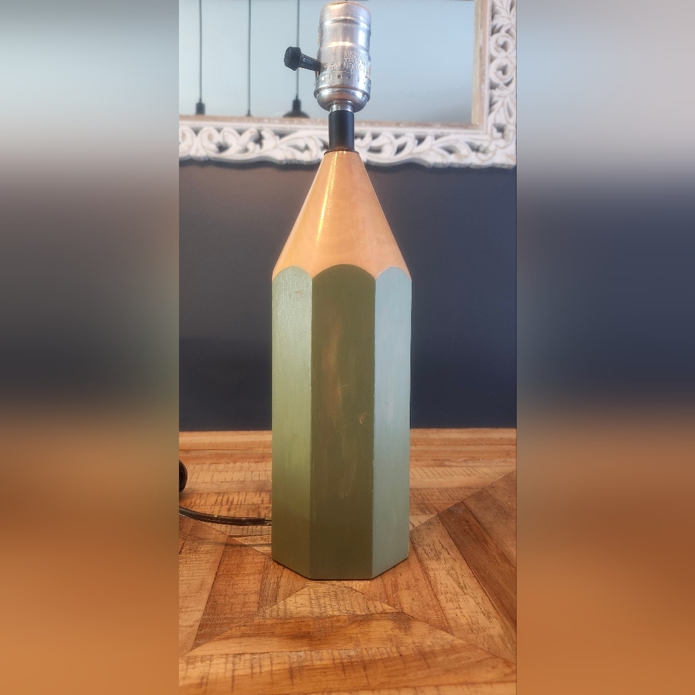 Vintage green pencil Table Lamp Pop Art Style, 1980s
